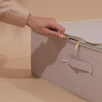 صندوق تنظيم قماشي بنافذة شفافة لون رمادي| 18*42*70...