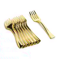 مجموعة (24) شوكة بلاستيك صغيرة ذهبية