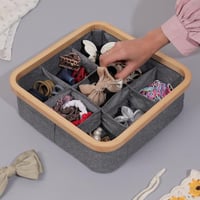 منظمات قماش بإطار خشبي(9) اقسام لون رمادي| 30*30*9...