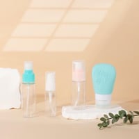 طقم (4) علب بلاستيك شفافة وفارغة بأغطية ملونة