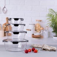 حافظة طعام شفافة مع غطاء محكم الإغلاق - (4) حبات |...