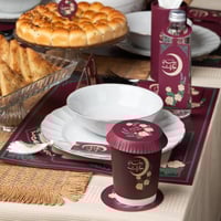 مجموعة(15)كوب ورقي بطبقتين "رمضان مبارك" لون أحمر...