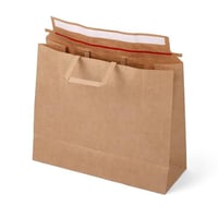 كيس ورق لون بني بلاصق للإغلاق ومسكة علوية لون أبيض...