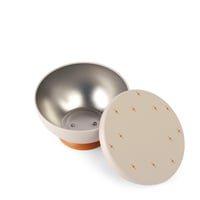 زبدية معدنية فاخرة بغطاء محكم لون بيج - (6)حبات