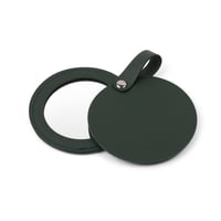 مرآة بغطاء جلد فاخرة دائرية الشكل لون زيتي - (6) ح...