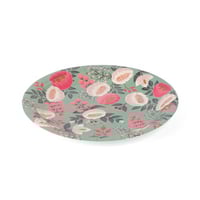 صحون ورقية بطباعة أزهار لون أخضر|-(10) حبات 7 أنش