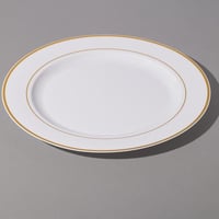 صحن بلاستيك فاخر بأطراف ذهبية للتقديمات لون أبيض |...
