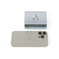 صندوق مرايا زجاجي مستطيل بمقبض كرستال - لون رمادي