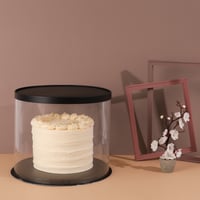 علبة دائرية شفافة للهدايا والكيك المرتفع بغطاء وقا...