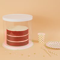 علبة دائرية شفافة للهدايا والكيك المرتفع بغطاء وقا...