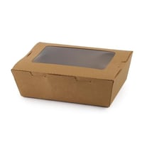 علب ورق كرافت بني بغطاء متصل ونافذة شفافة - (200)...