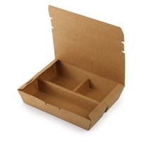 علب ورق كرافت بني بغطاء متصل و 3 أقسام - (25) حبة