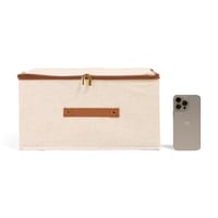 صندوق تخزين قماشي بسحاب للإغلاق لون بيج | 40*30*21...