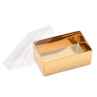 مجموعة (12) علبة ذهبية فاخرة للحلويات بغطاء شفاف