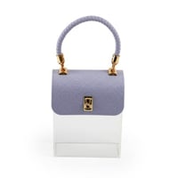 حقيبة أكريليك شفاف بغطاء ومسكه جلد باللون موف