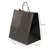 مجموعة ( 12) كيس ورق أسود عرضي الشكل بقاعدة - 31*2...