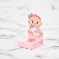 مجموعة (12) علبة توزيعات شوكولاته للمواليد وردية ب...