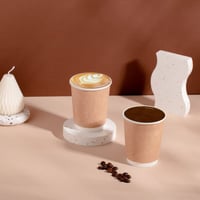 مجموعة (25) كوب ورق كرافت فاخر بطبقتين | 9 انز