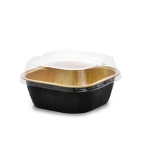 مجموعة ( 10 ) علبة ألمنيوم مربعة أسود/ذهبي وغطاء ش...