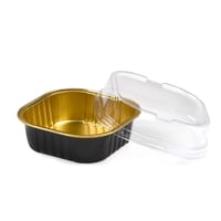 مجموعة ( 15 ) علبة ألمنيوم مربعة أسود/ذهبي وغطاء ش...