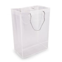مجموعة (12) كيس بلاستيك شفاف للهدايا باطار أبيض