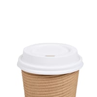 مجموعة (25) غطاء بلاستيك أبيض سميك للأكواب الورقية...