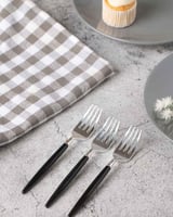 مجموعة (6) شوك بلاستيك فضي بمقبض أسود