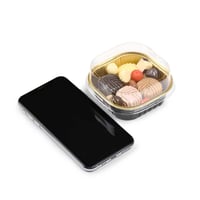 مجموعة ( 15 ) علبة ألمنيوم مربعة أسود/ذهبي وغطاء ش...