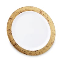 مجموعة (6) صحن بلاستيك أبيض بأطراف ذهبية رخامية |...