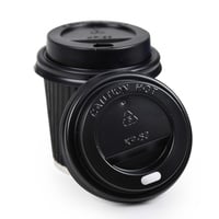 مجموعة ( 25) غطاء بلاستيك أسود لاكواب الورق| 4 انز