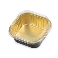 مجموعة ( 9 ) علبة ألمنيوم مربعة أسود/ذهبي وغطاء شف...