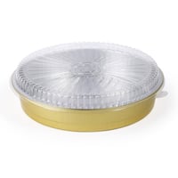 مجموعة (3) صحن المنيوم دائري بلون ذهبي مع غطاء| 31...