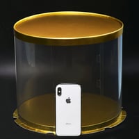 علبة دائرية شفافة للهدايا والكيك المرتفع بغطاء وقا...