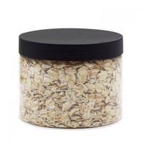 مجموعة (12) علبة بلاستيك بغطاء أسود | 220 مل