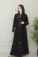 عباية تيجان كريب الرياض بتطريز حلوزني فاخر وراقي