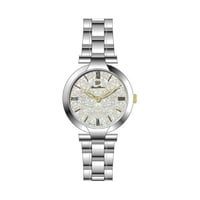 9 فضي مينا ابيض عقارب ذهبي