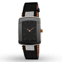 2جلد اسود ارقام شبة مخفية وتوقيت نحاسي