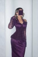 فستان سهره بنفسجي بأكمام طويلة