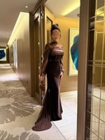 فستان ناعم بأكمام دانتيل