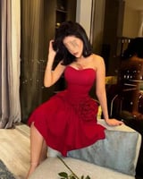 فستان الغنوجاات قصير بكسرات دبل كلوش