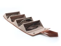 حافظة نظارات جلدية رباعية بني