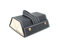 حافظة نظارات جلدية ثلاثية أسود