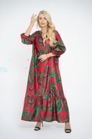 فستان ملمس قطني بالون الاحمر و الاخضر طويل 2025