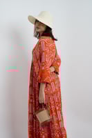 فستان ملمس قطني بالون البرتقاليي طويل 2025