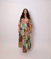 فستان عصري ملون "مشجر " ملمس قطني فاخر صناعة تركية