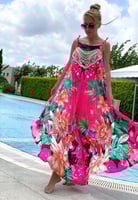 فستان عصري ملون صناعة تركية بينك