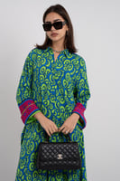 فستان ملمس قطني بدوار حضراء طويل 2025