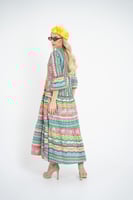 فستان ملمس قطني بالوان مموجة طويل 2025