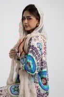 فستان ملمس قطني بنقشات دائرية طويل 2025