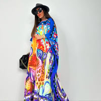 فستان عصري ملون صناعة تركية كحلي